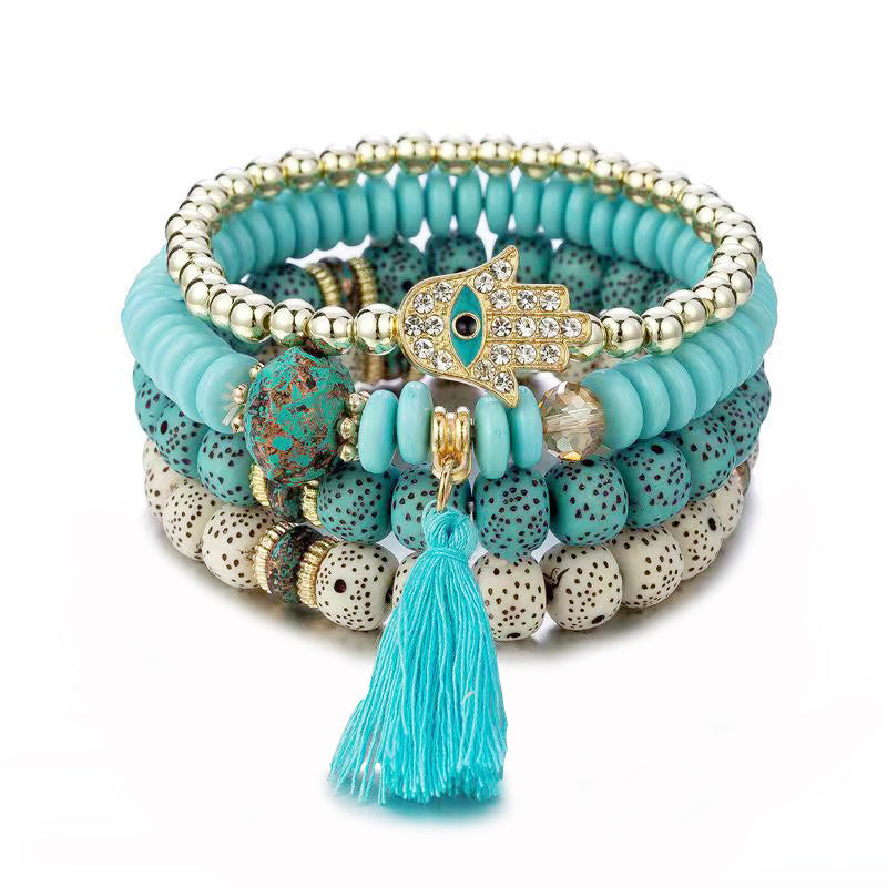 Wholesale Bohemian Evil Eye Palm Multilayer Beaded Bracelet ACC-BT-NaiHong001