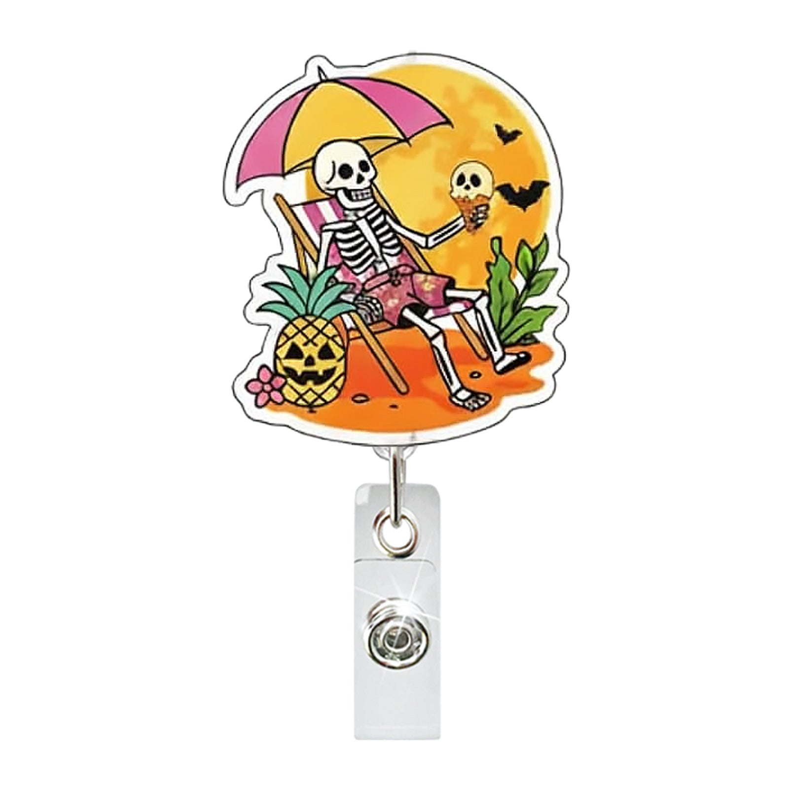 Wholesale Summer Holiday Ghost Skull Retractable Badge Reel,  Fashion Accessory for Everyday Use