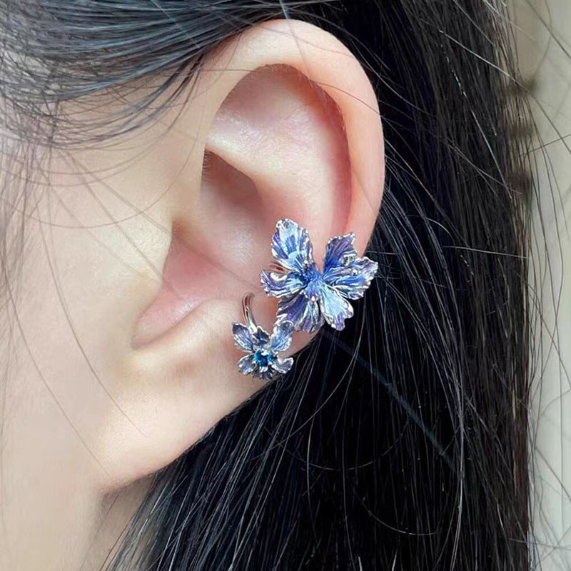 Wholesale gradient blue purple flower earrings