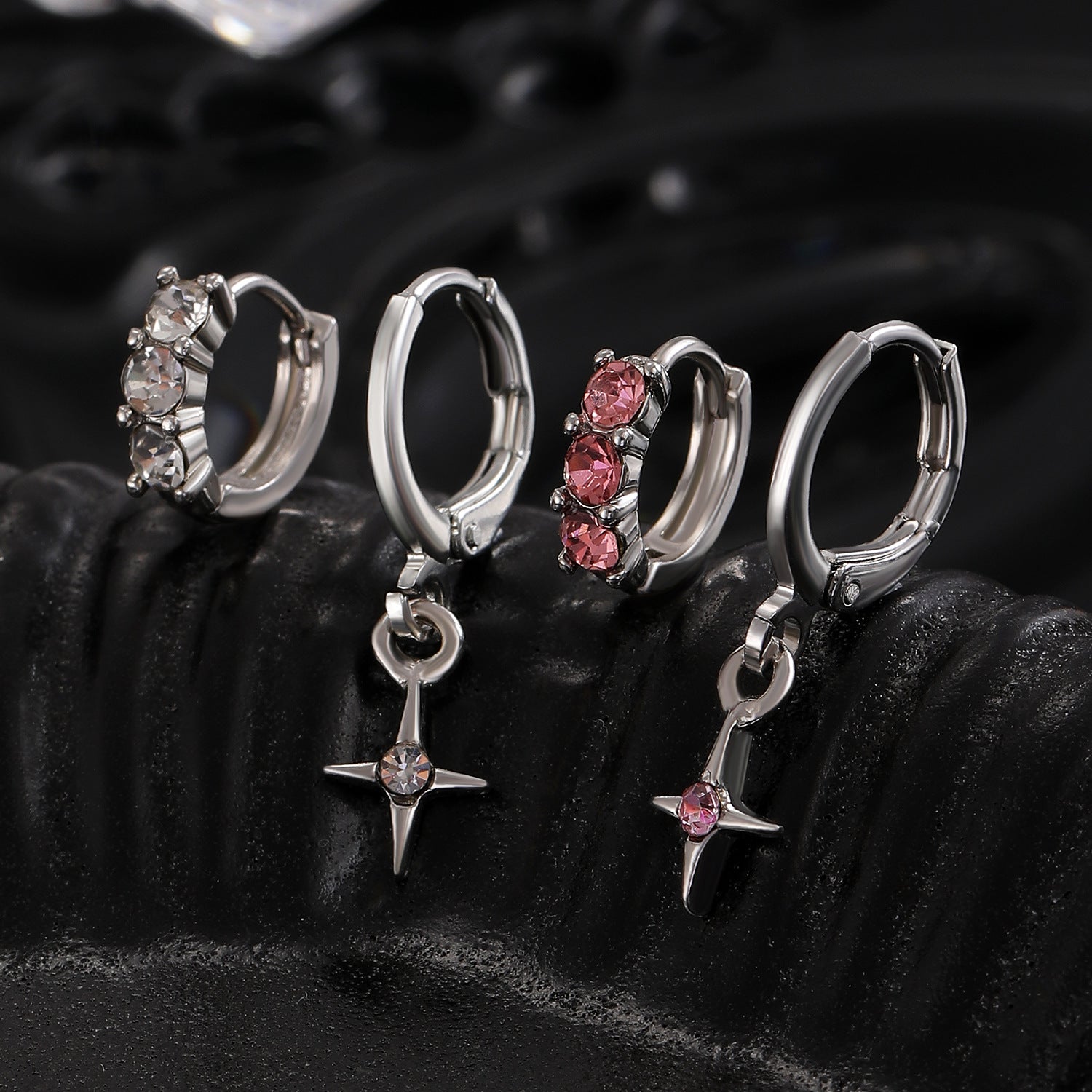Wholesale Zinc Alloy Electroplated White Star Ear Cuff and Earring Set - Trendy Jewelry Accessory