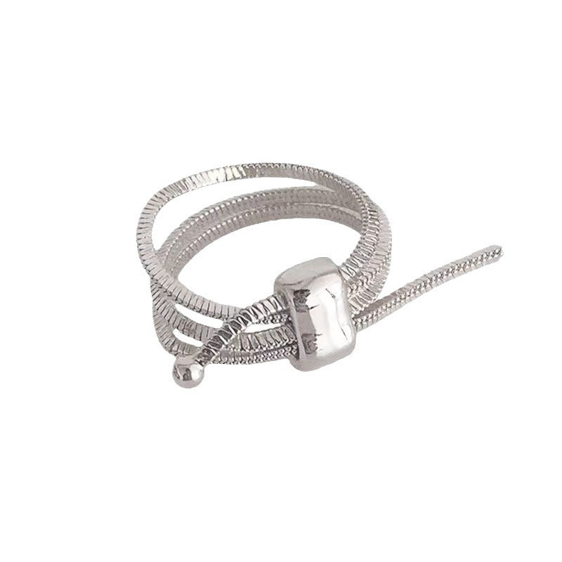 Wholesale pull-out silver multi-layer snake bone ring