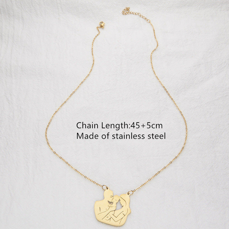 Wholesale Stainless steel family of three pendant necklace