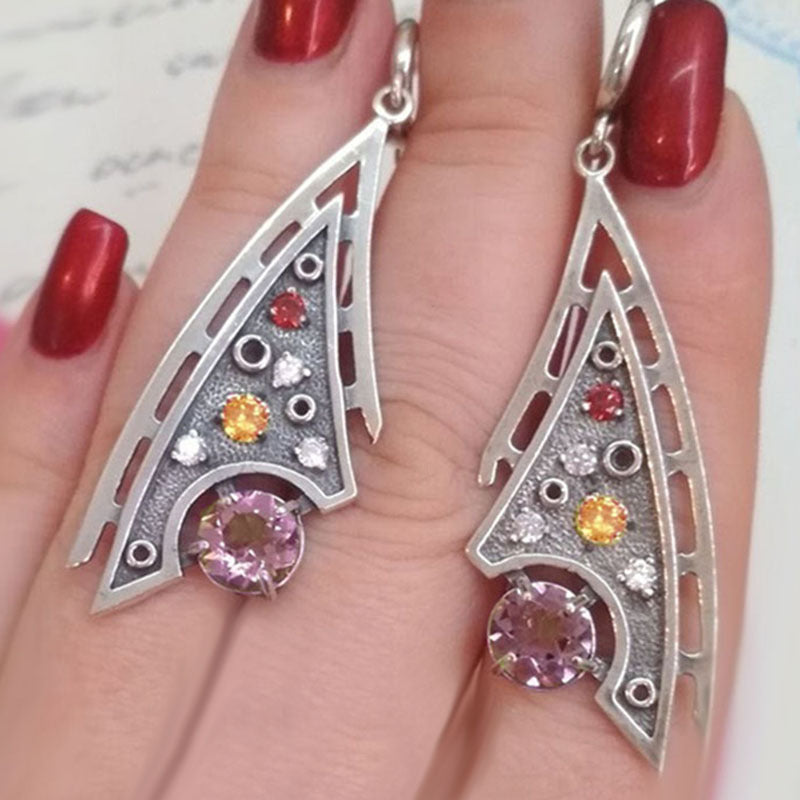 Wholesale sky blue square diamond earrings