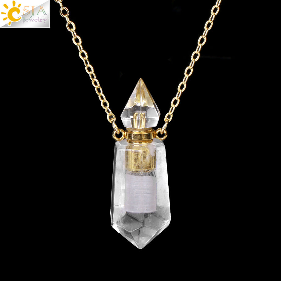 Wholesale Natural Stone Crystal Perfume Bottle Necklace ACC-NE-HuaiShe001