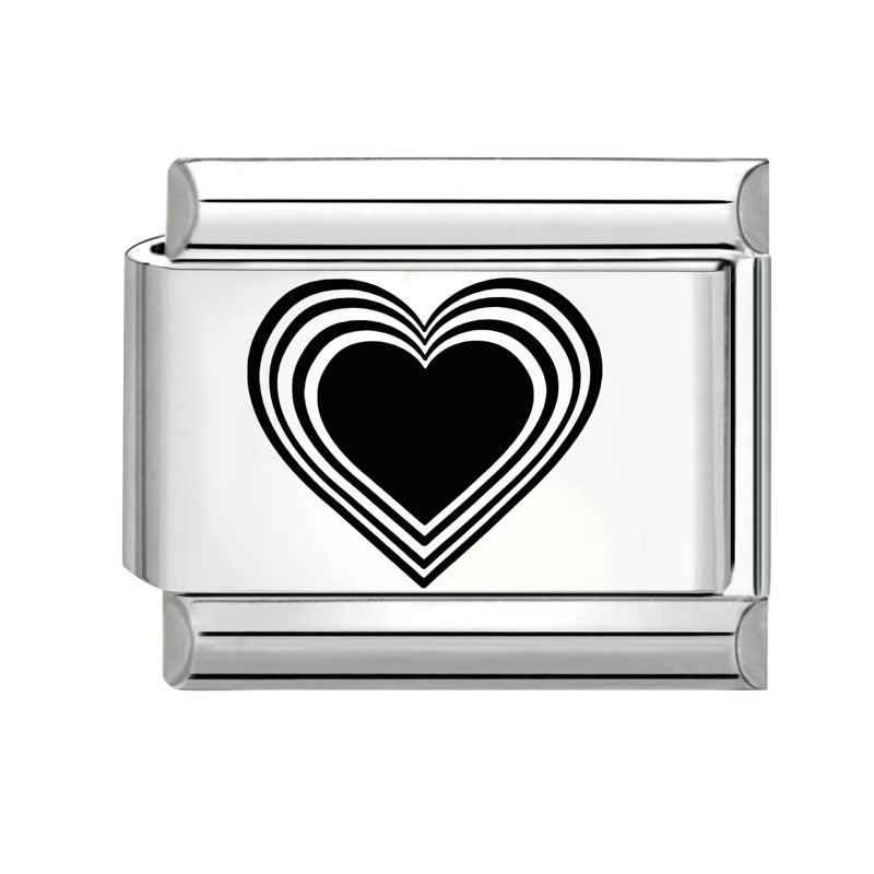 Wholesale Italian Charm Bracelet 9mm DIY Splicing Removable Black and White Lettering Stainless Steel Composable Bracelet