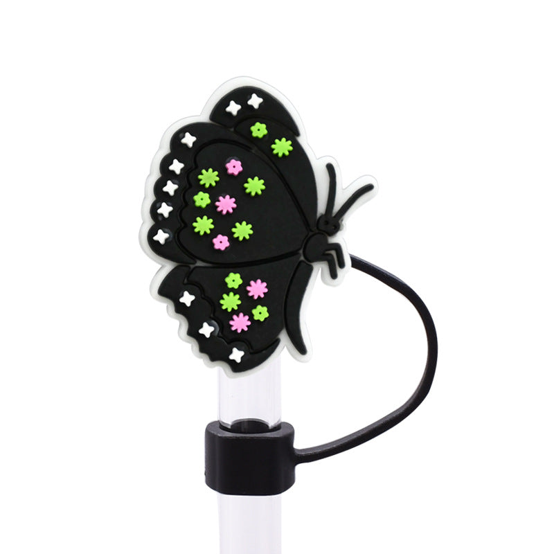 Wholesale Random 100pcs Butterfly Series 8/10mm PVC Soft Straw Tube Cap