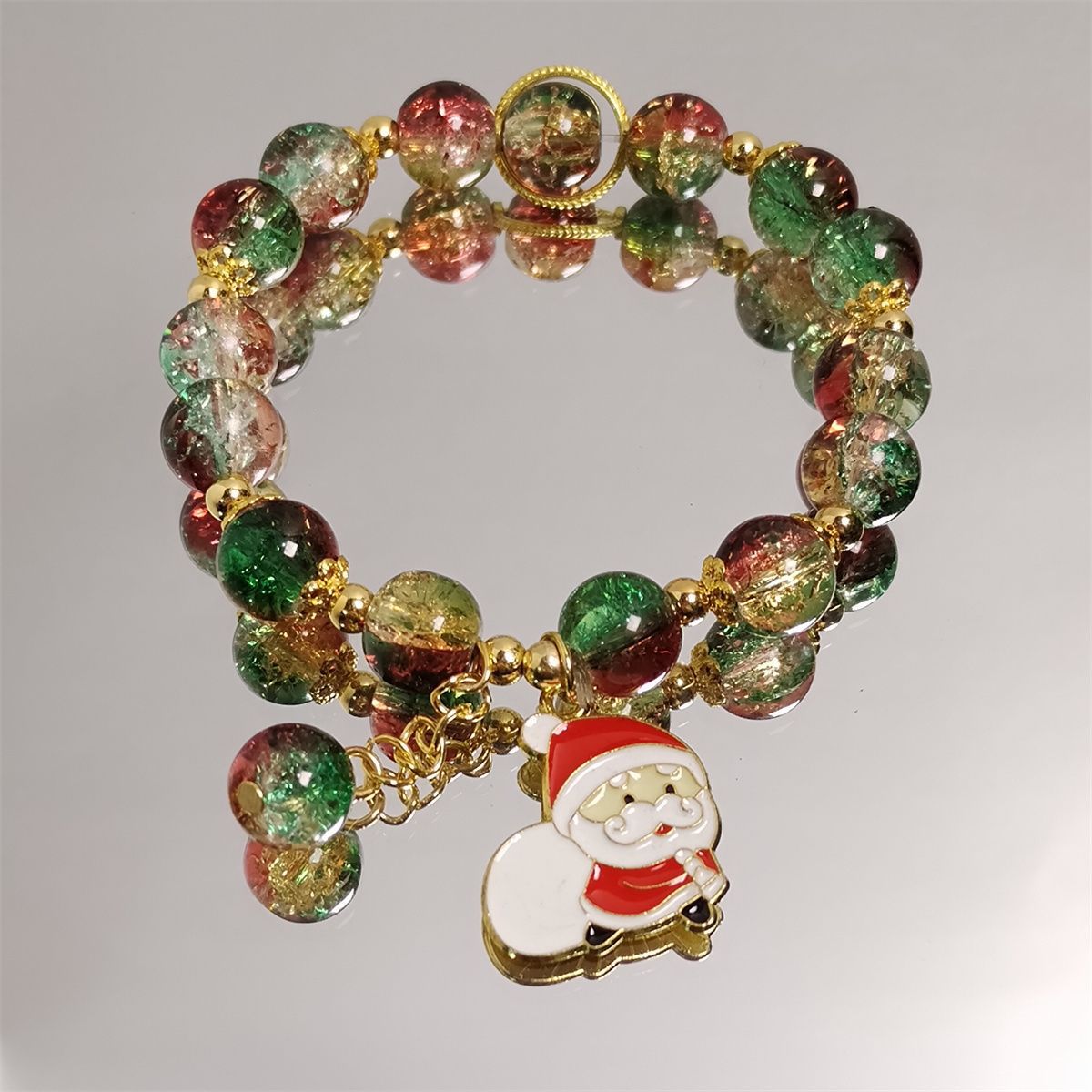 Wholesale Christmas Santa Tree Glass Bead Bracelet Handmade Unisex Jewelry Gift