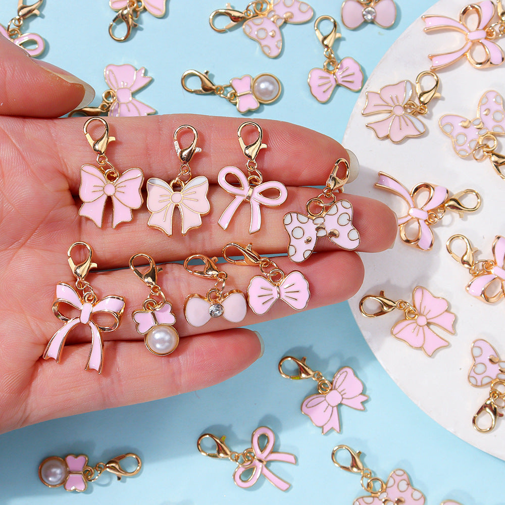 Wholesale 10pcs/pack Oil Drop Butterfly Alloy Pendant DIY Universal Buckle Pendant Accessories Bow Tie Pendant Bracelet Necklace Earrings Accessories