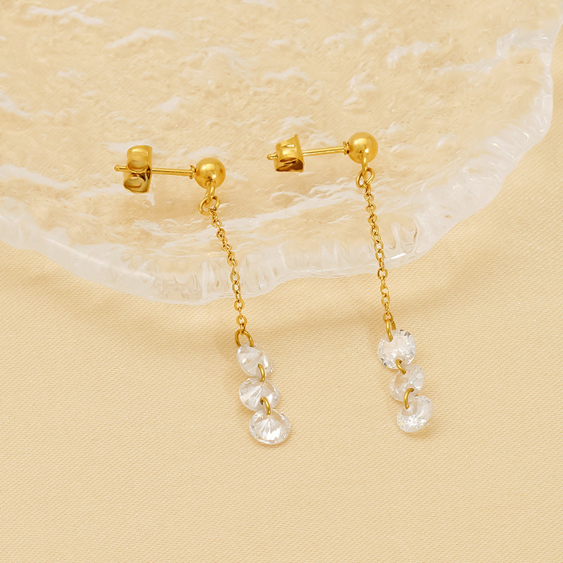 Wholesale Stainless steel  Long Tassel Earrings