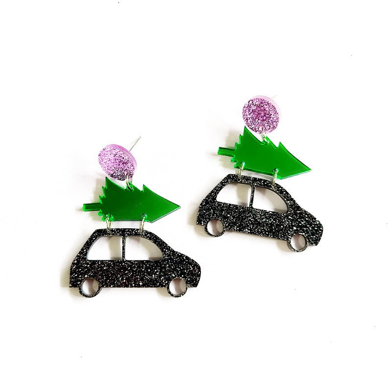 Wholesale Christmas Tree Rainbow Koala Dinosaur Cactus Gingerbread Man Acrylic Earrings ACC-ES-XP012