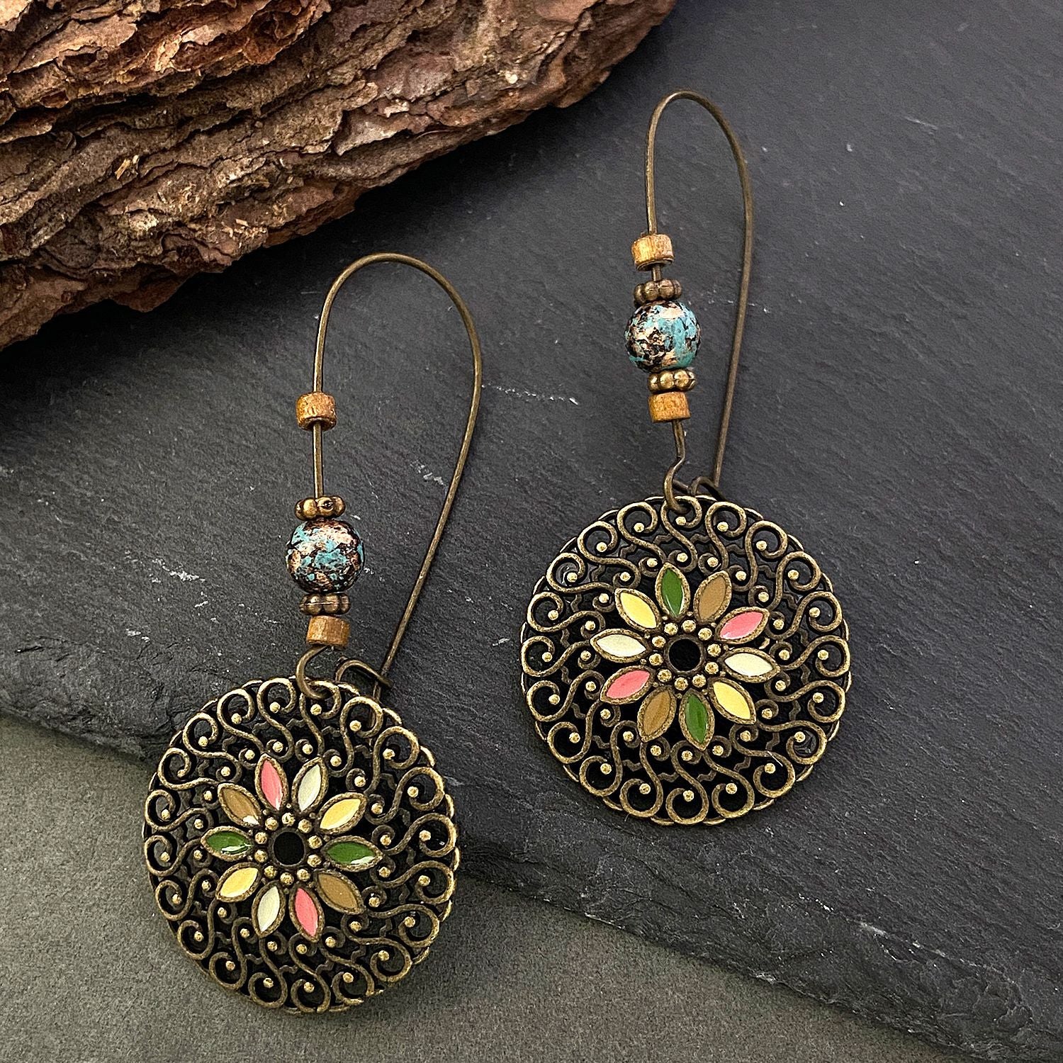 Wholesale Vintage Distressed Hollow Oil Dripping Bohemian Earrings ACC-ES-ChengJing007
