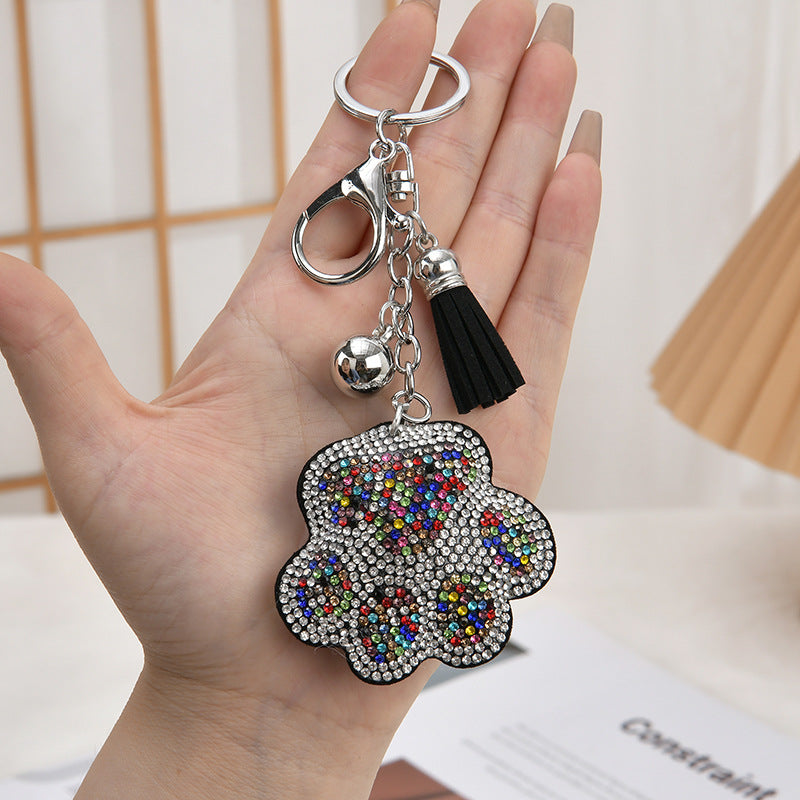 Wholesale Pink Leather Cartoon Rhinestone Keychain Bag Charm Gift
