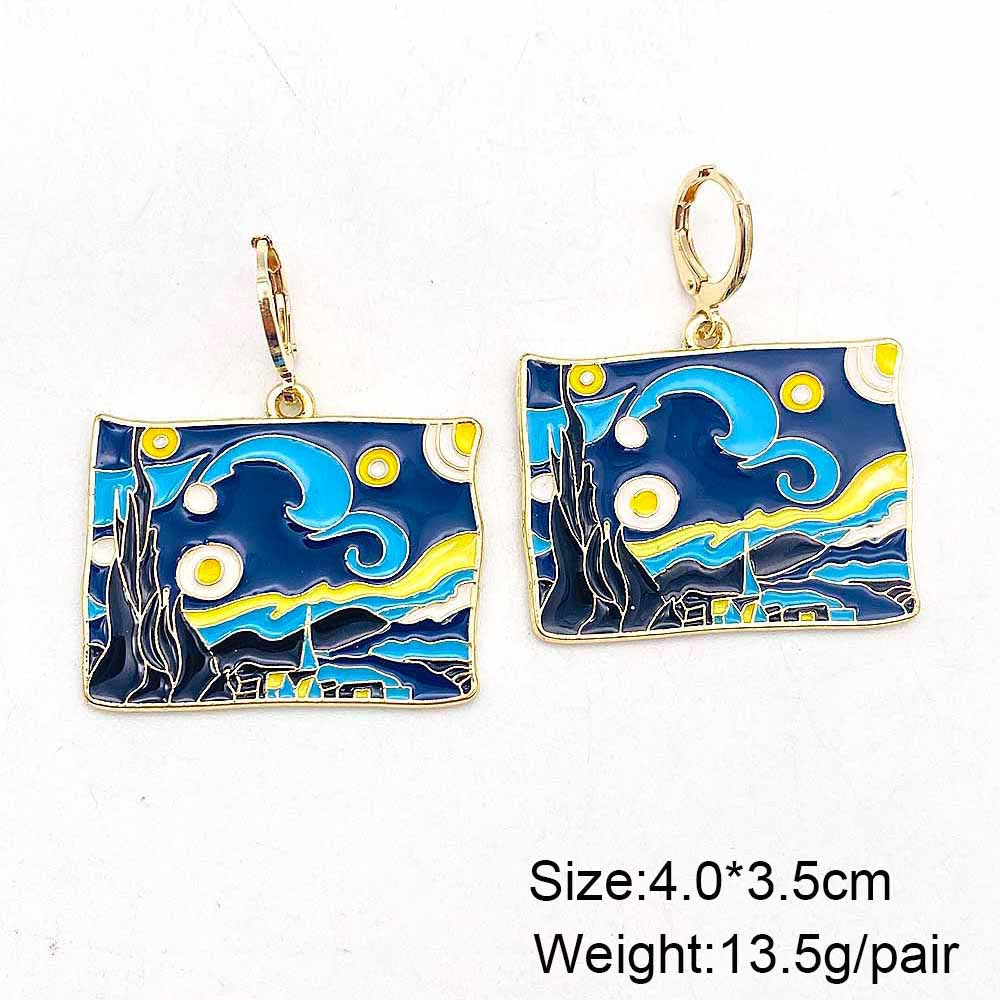 Wholesale City Architecture Scenery Earrings Alloy Oil Drop Pendant Earrings Acrylic Earrings ACC-ES-Chengy002