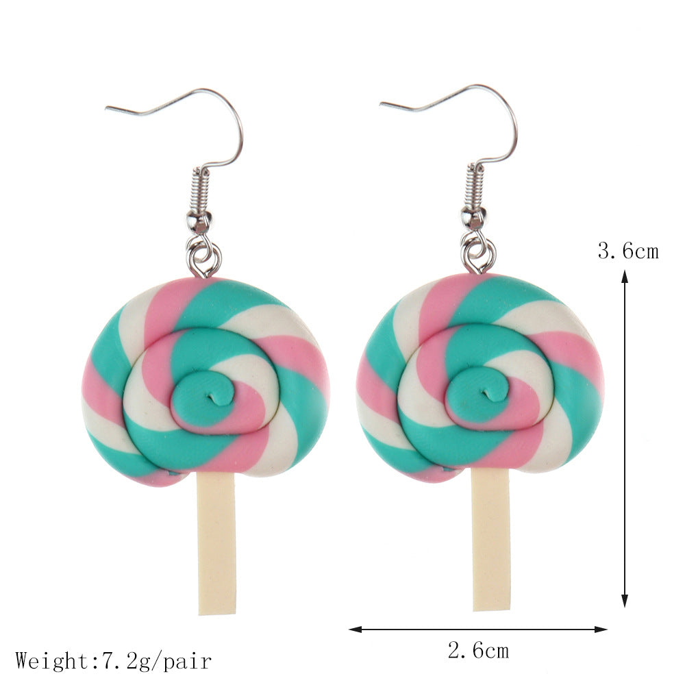 Wholesale  personality cute  soft pottery lollipop earrings