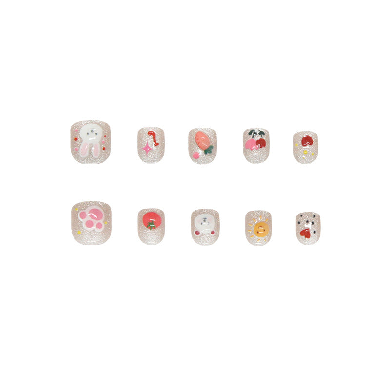 Wholesale 10 Pieces/box Cute Cartoon Bunny Nails Kits Children's Nail Stickers