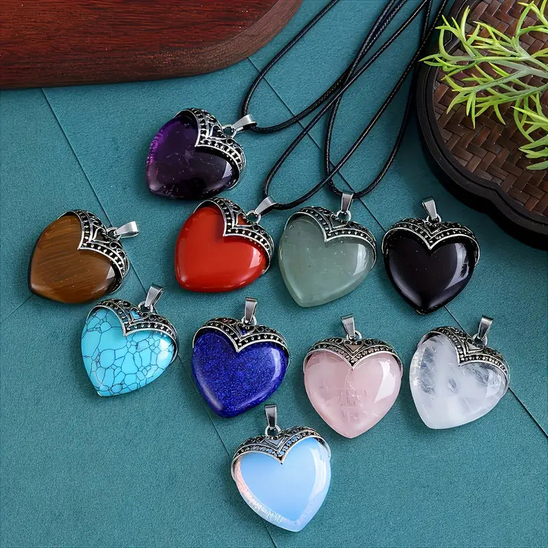 Wholesale Natural Amethyst Crystal Heart Pendant Necklace Fashion Accessory Everyday Wear Gift