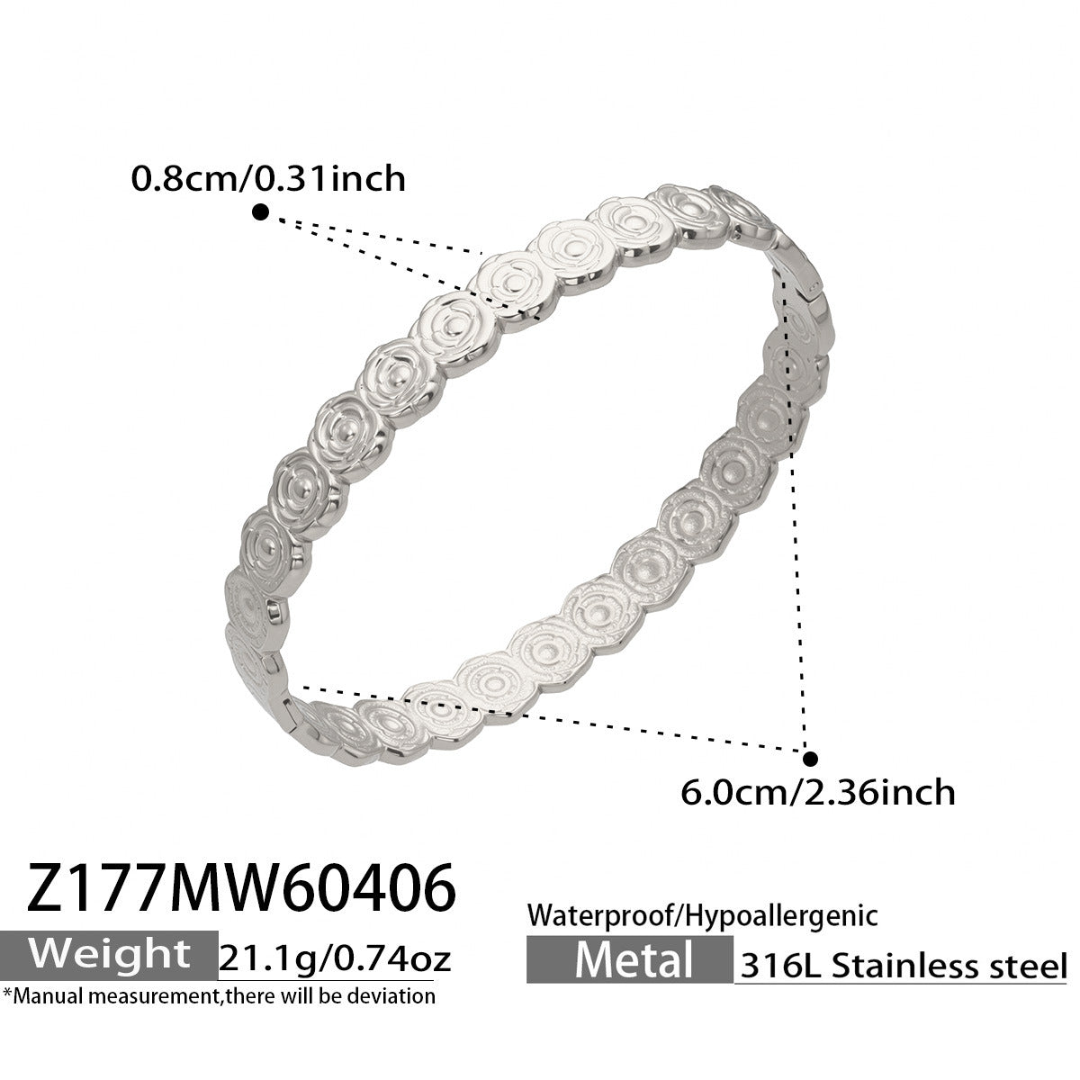 Wholesale Geometric Flower Buckle Bracelet Combination Stainless Steel Plated