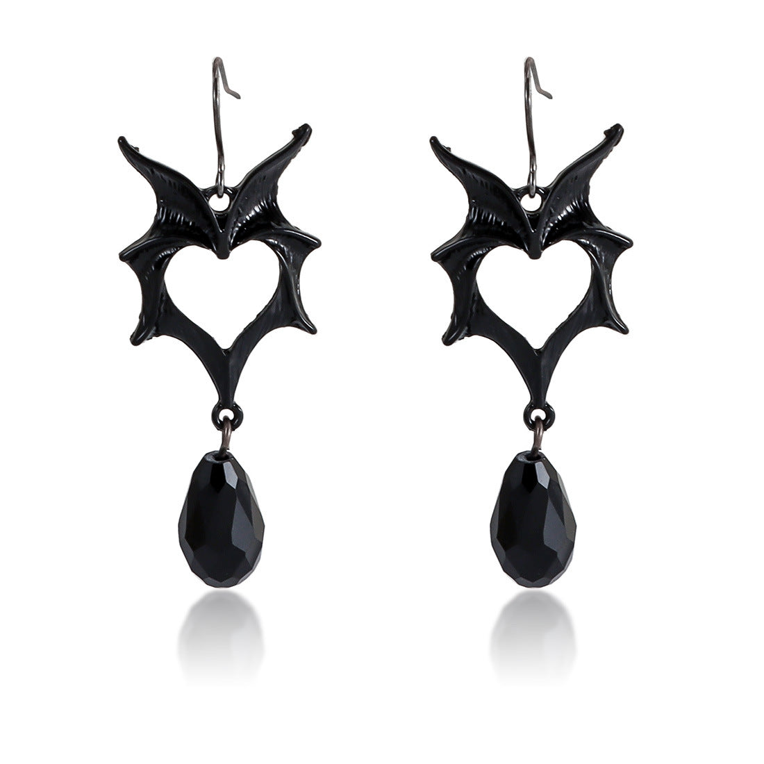 Wholesale   Retro Dark Bat Wings Heart-shaped Earrings