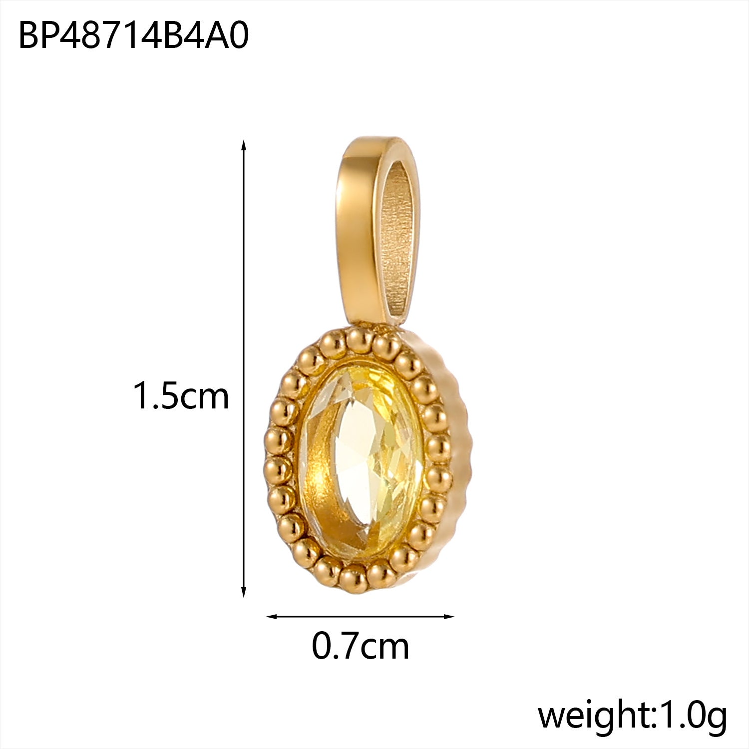 Wholesale Colored Zircon Round DIY Stainless Steel Pendant