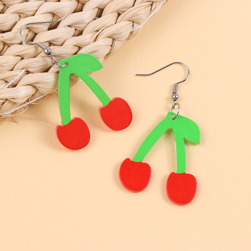 Wholesale  Contrasting Cherry Acrylic Earrings