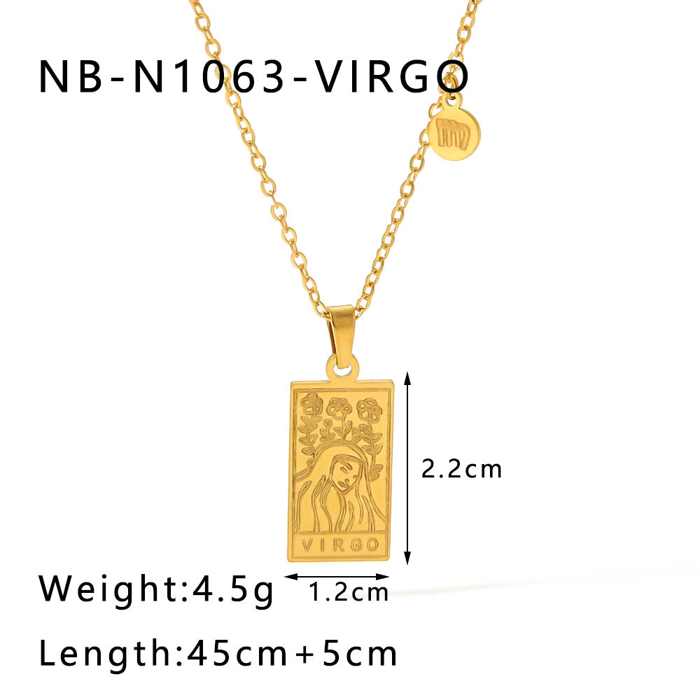 Wholesale Stainless Steel Zodiac Sign 18k Gold Plated Titanium Steel Clavicle Chain Choker Necklace ACC-NE-Xiny002