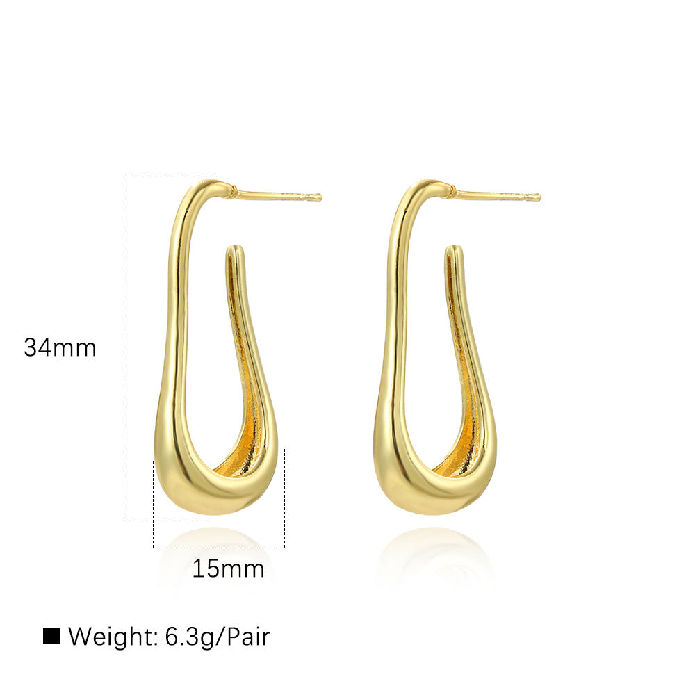 Wholesale plated 18K gold hollow U-shaped earrings