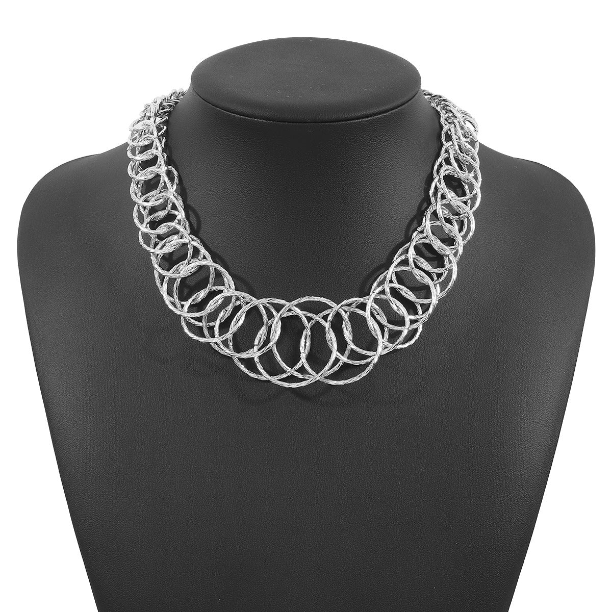 Wholesale simple choker collar necklace exquisite geometric round metal chain necklace