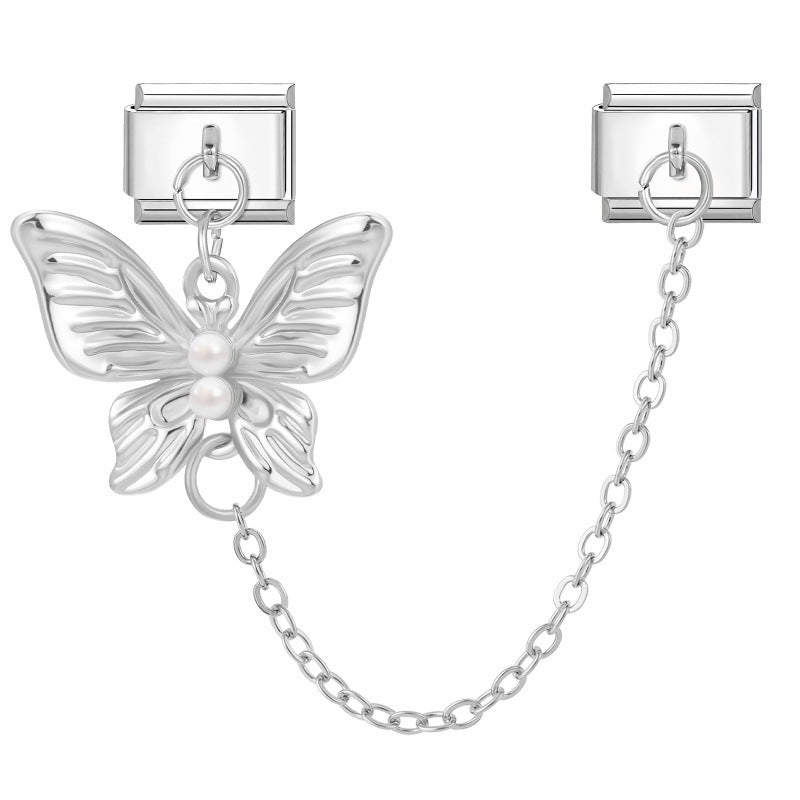 Wholesale Italian Charm Bracelet 9mm DIY Splicing Double Charm Chain Stainless Steel Composable Bracelet