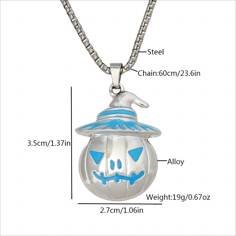 Wholesale  Ghost Face  luminous accessories magic hat stainless steel chain necklace