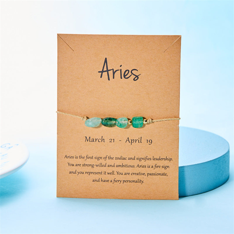 Wholesale Zodiac Natural Stone Handmade Adjustable Braided Bracelet Contion Theme Unisex Trendy Jewelry Gift