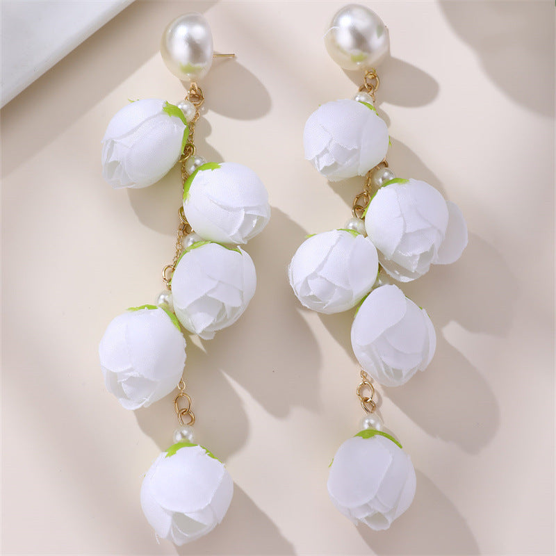 Wholesale  Long Elegant Fashion  Flower Earrings