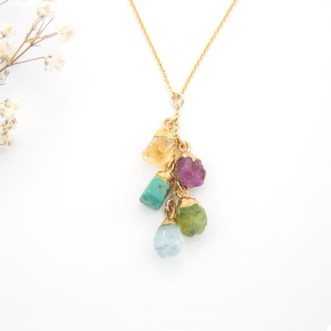 Wholesale Colored Natural Stone Irregular Birthstone Crystal Alloy Necklace ACC-NE-ZhuangZ005