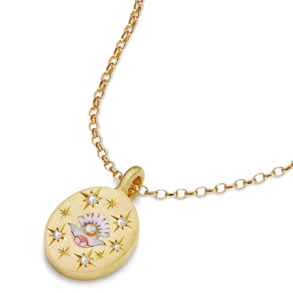 Wholesale Hand-painted Flower Heart 18k Gold-plated Stainless Steel Necklace Sweater Chain