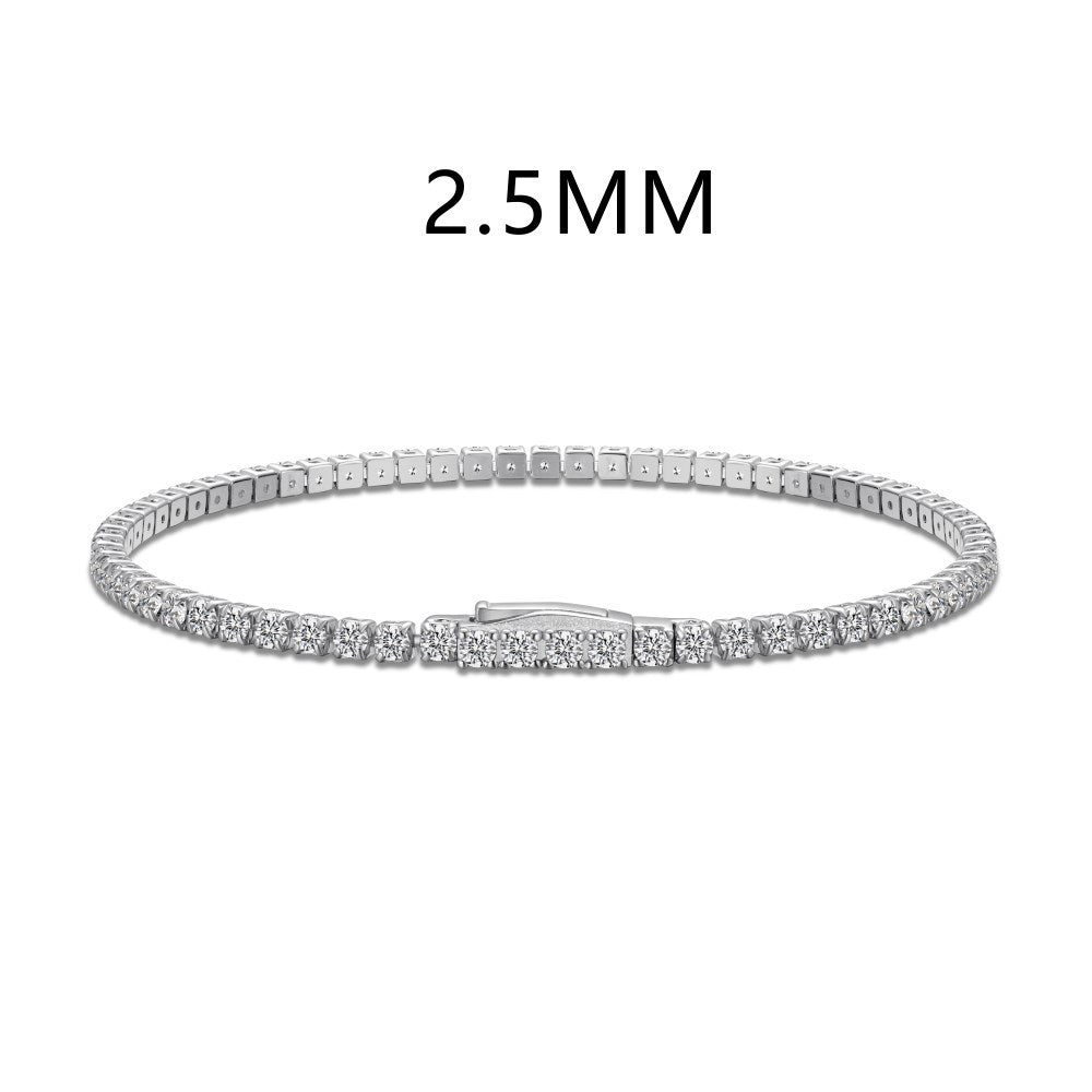 Wholesale 925 Sterling Silver Tennis Bracelet For Women Platinum Color Single Row Stone Clasp Everyday Jewelry Accessory