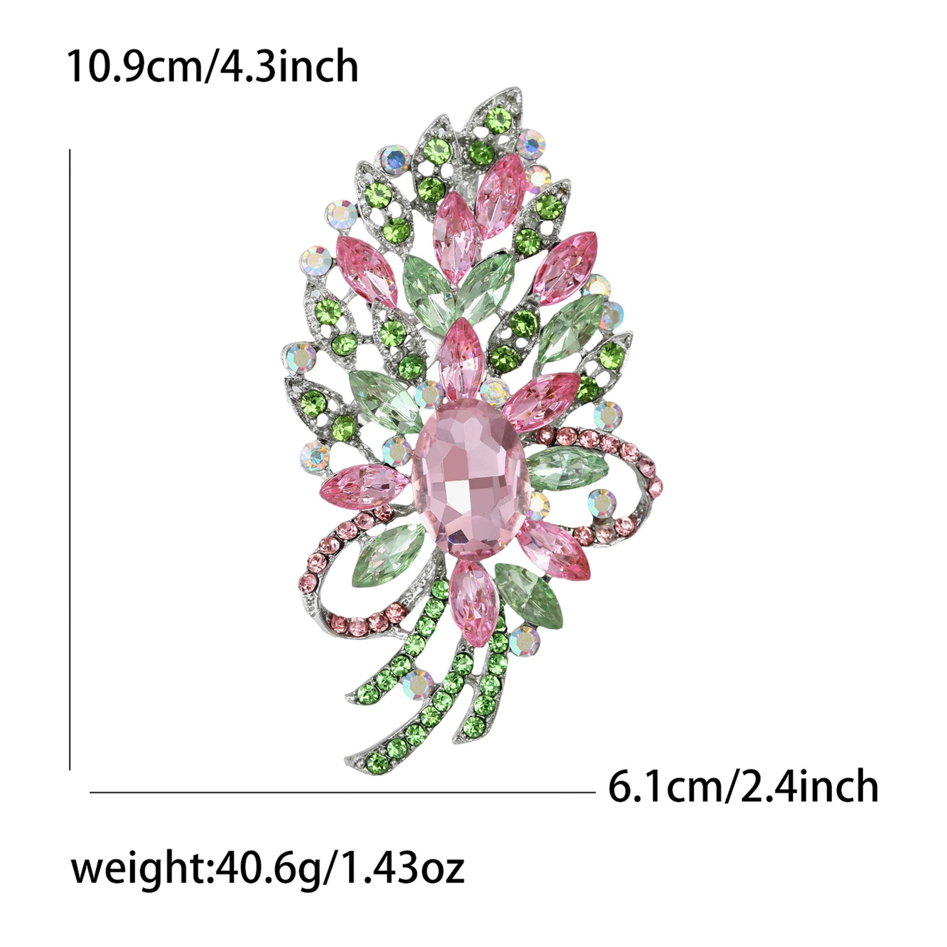 Wholesale Pink Green Floral Crystal Glass Brooch Women S Decorative Fashion Gift