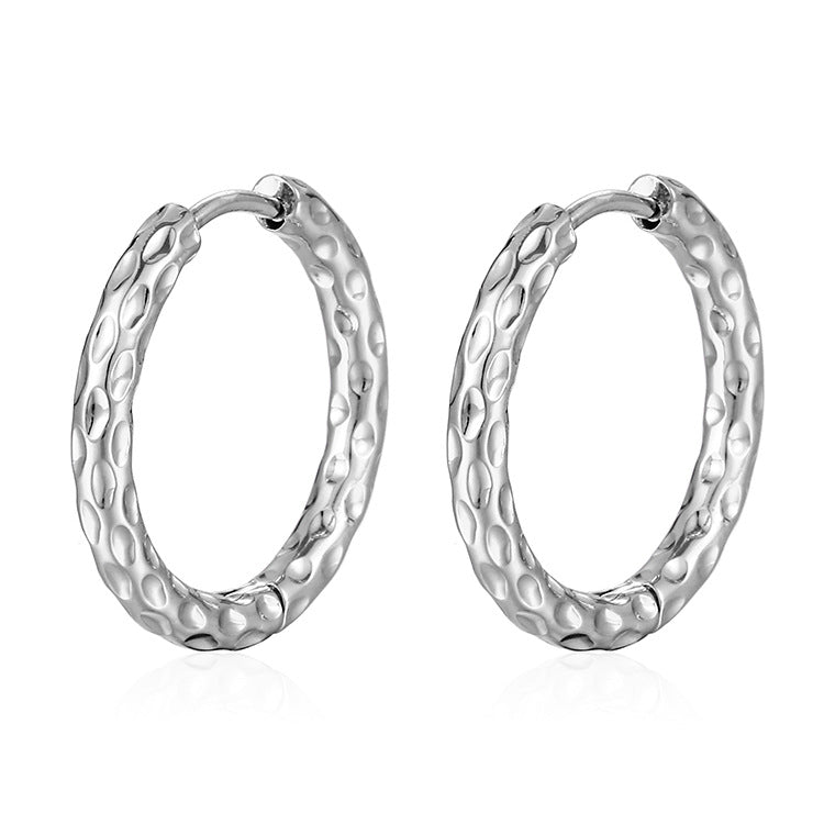 Wholesale Stainless Steel Round 18K Silver Plated Earrings