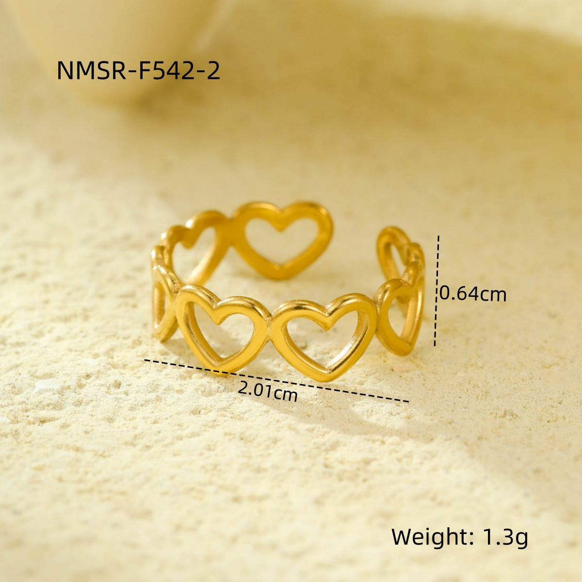 Wholesale stainless steel open ring 18K gold non-fading multi-layer geometric hollow  ring