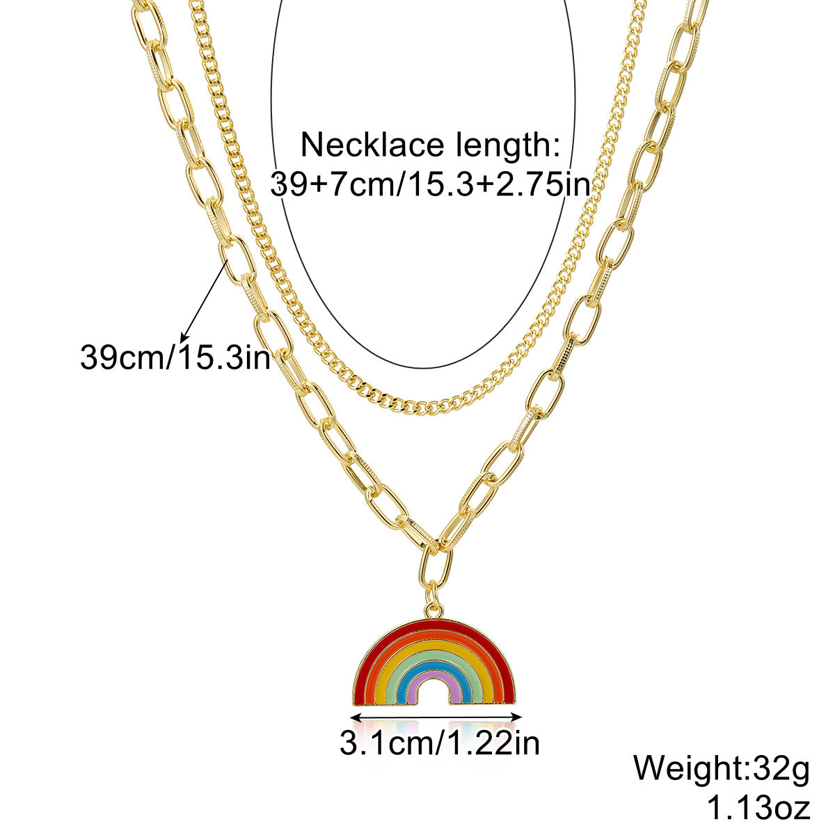Wholesale Rainbow Clavicle Chain Multi-layer Necklace Crystal Color Pendant ACC-NE-ManYi006