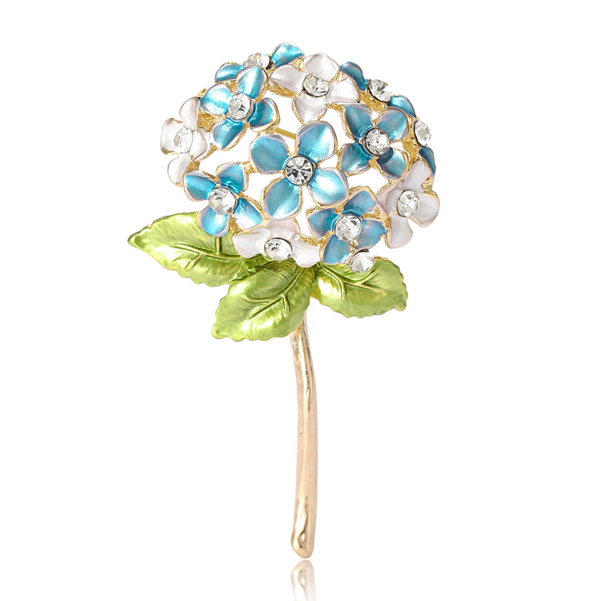 Wholesale Modern Hydrangea Flower Brooch Alloy Dripping Oil Pin For Women Fashion Suit Coat Decorative Accessory Boutique Gift Resale
