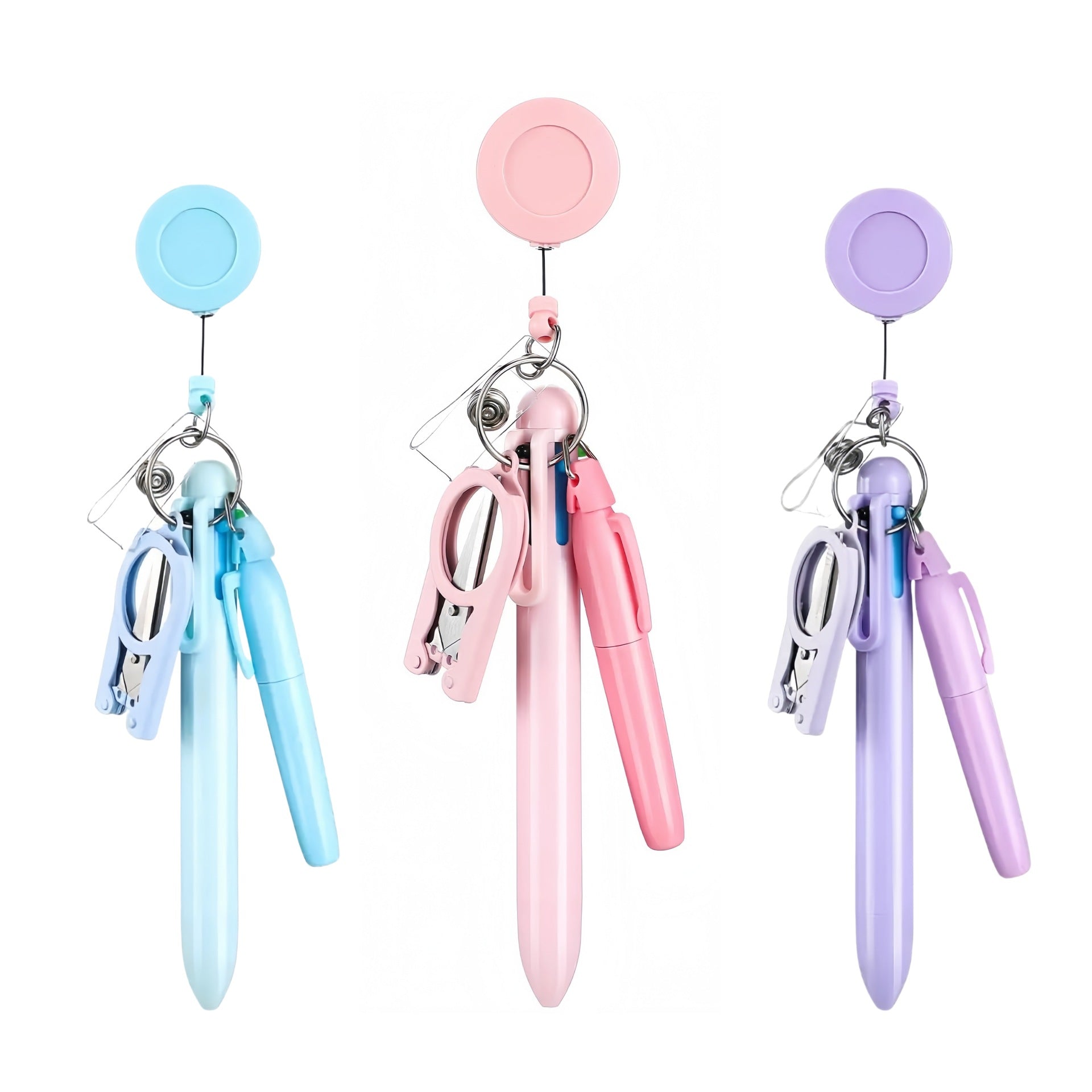 Wholesale Macaron Nurse Pen Set Series Acrylic Retractable Rotating Badge Keychain