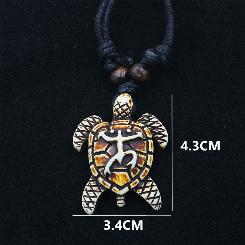 Wholesale Vintage Turtle Necklace Carved Turtle Pendant Resin Sweater Chain ACC-NE-ShuangDe001