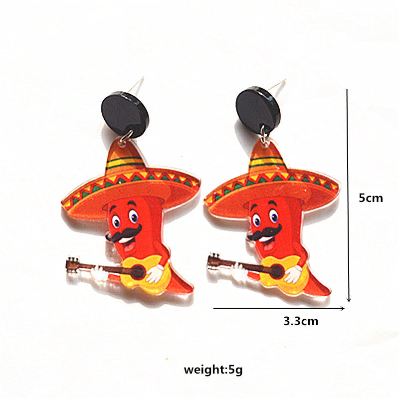 Wholesale Mexican Carnival Earrings  Acrylic Personalized Sweet Earrings for Women