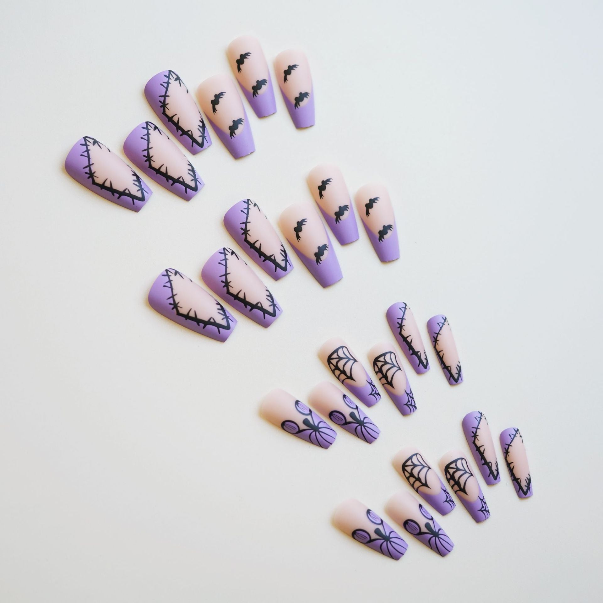 Wholesale 24 Pieces/ box  Purple  Web Nails Kits Nail Stickers