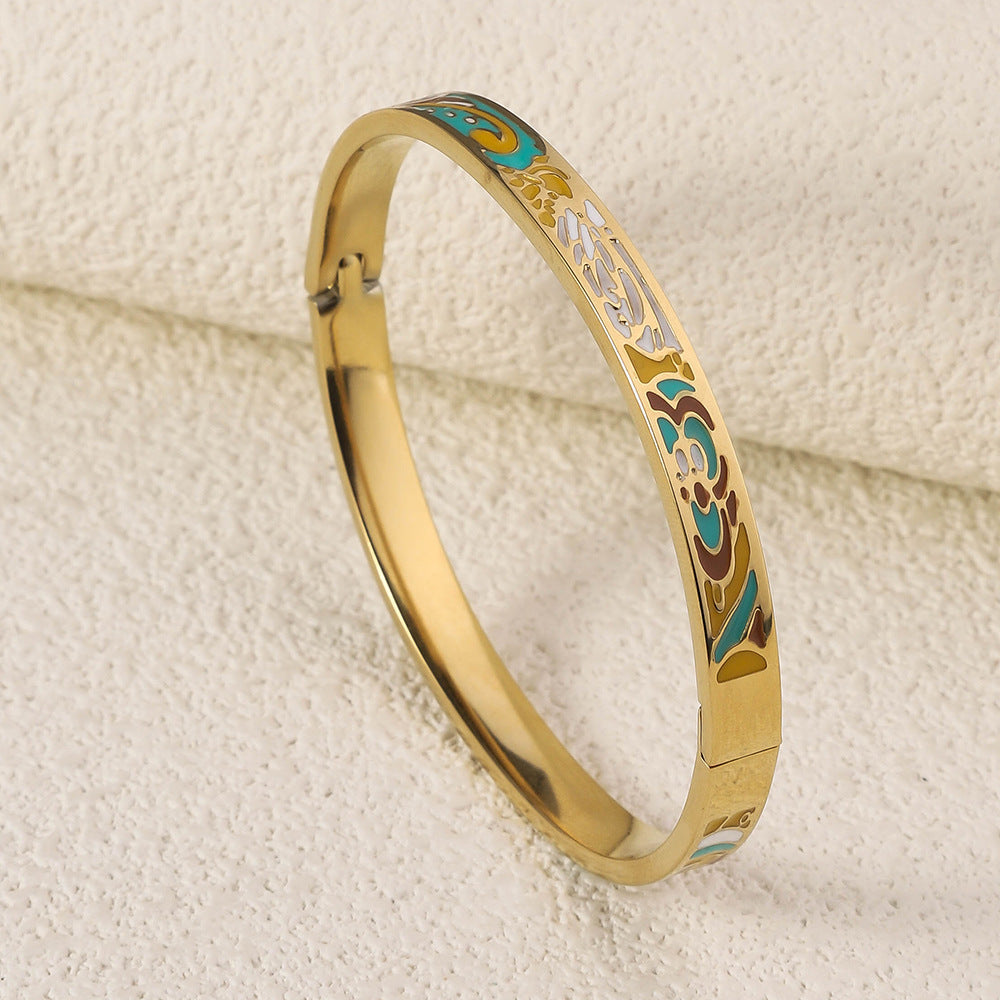 Wholesale Niche Light Luxury Stainless Steel Enamel Oil Drip Bracelet ACC-BT-RuiX005