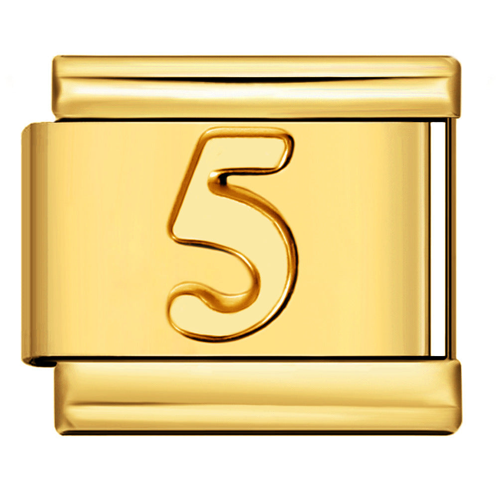 Wholesale Italian titanium steel gold module Charms