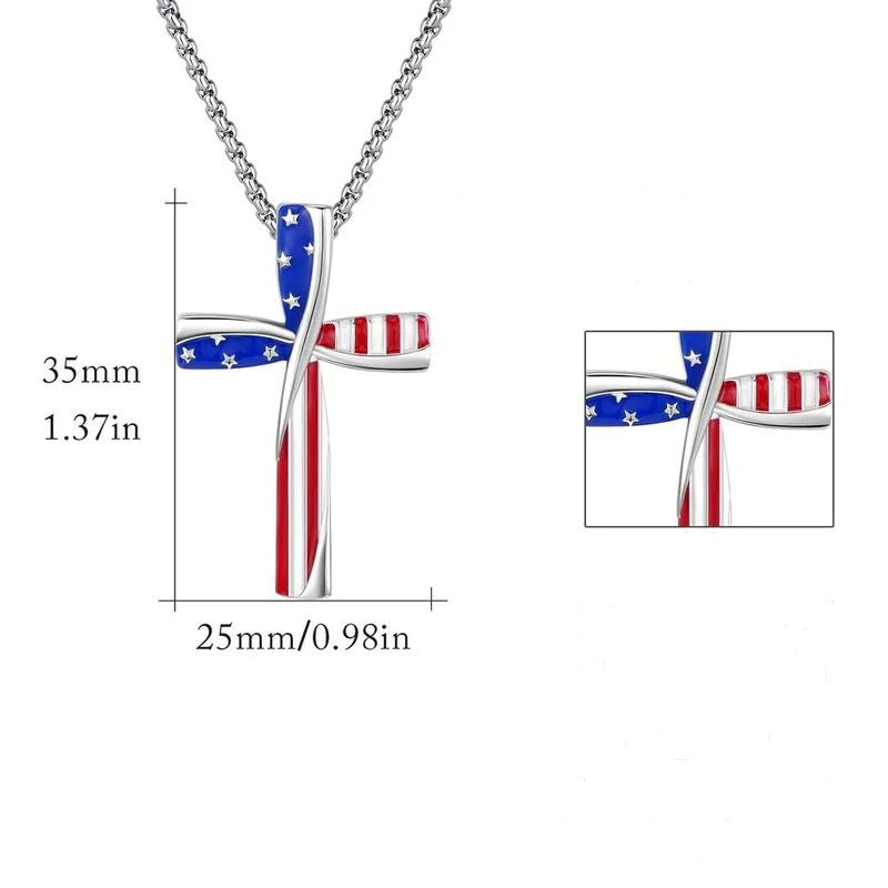 Wholesale  Cross Necklace Independence Day Necklace