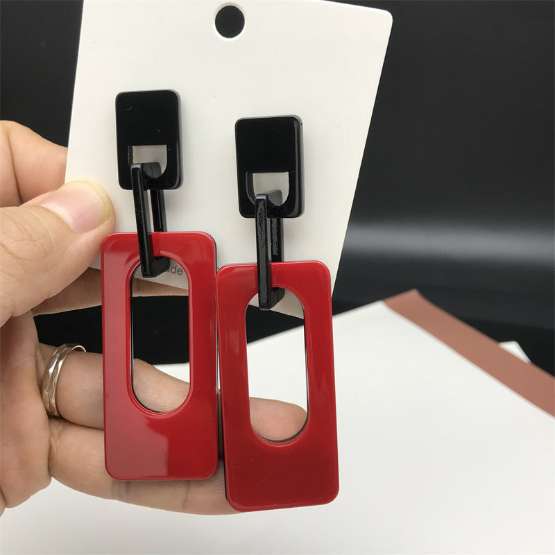 Wholesale Rectangular Chain Contrast Earrings Acrylic Earrings ACC-ES-FX041