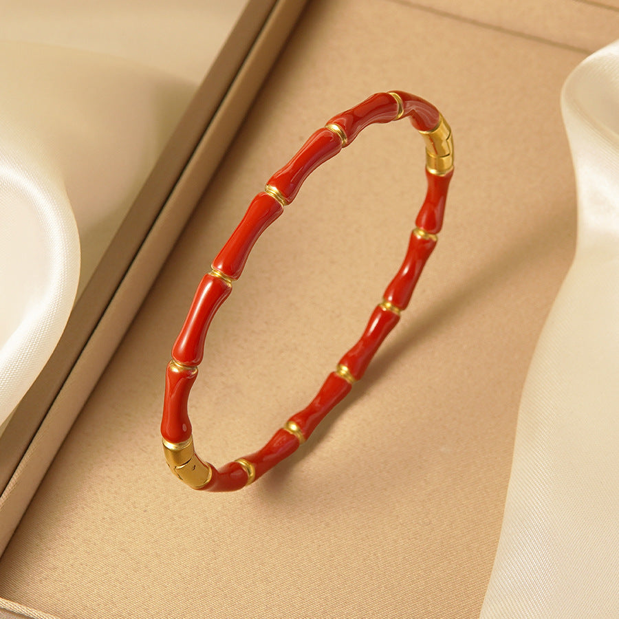 Wholesale oil-dripped bamboo-joint stainless steel bracelet