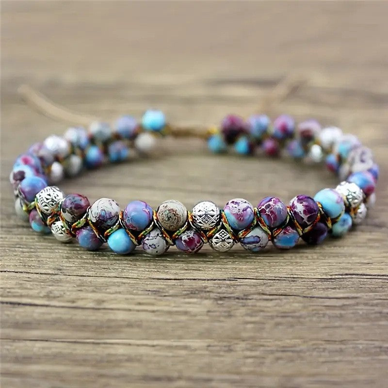 Wholesale Hand-woven double-layer purple flower emperor stone bracelet