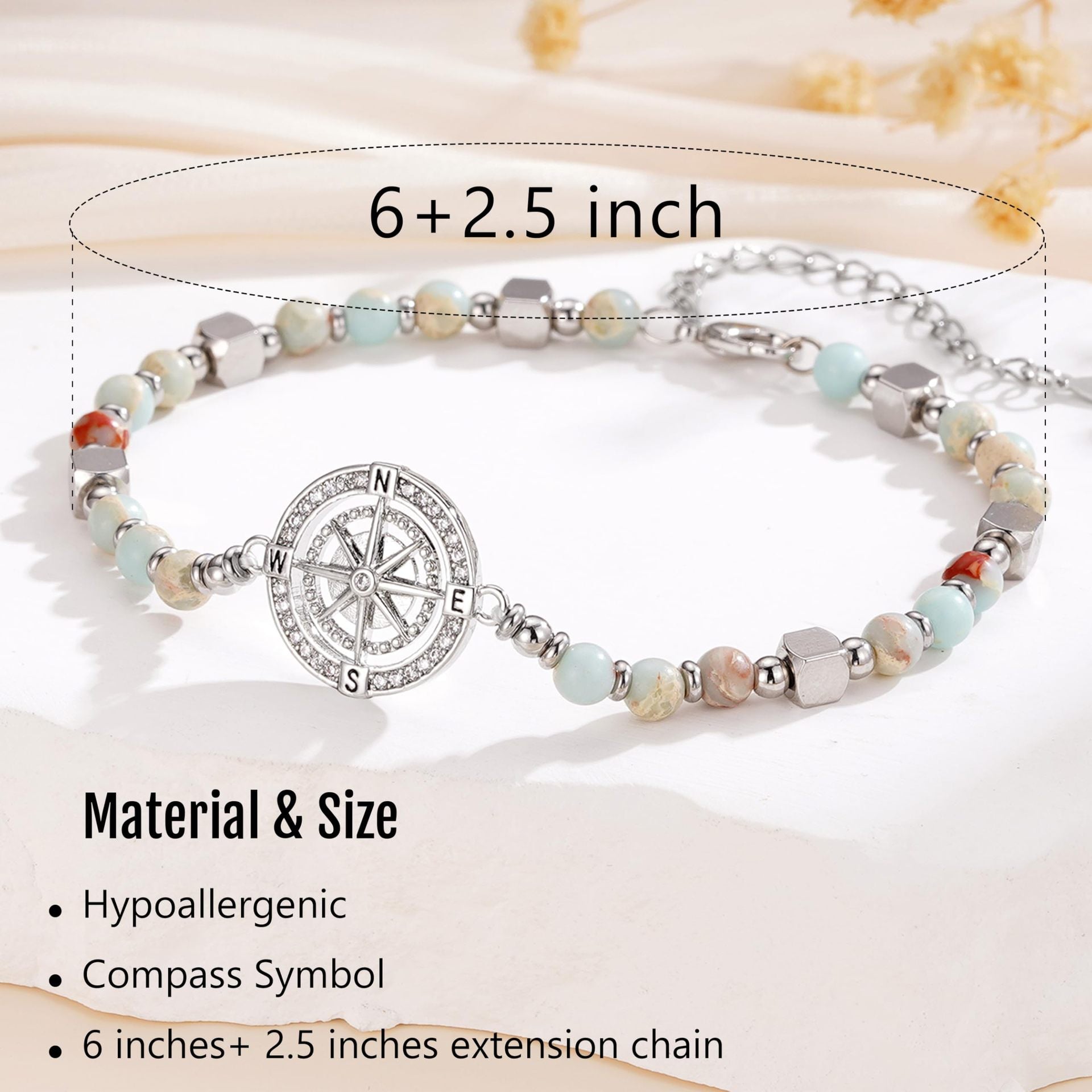 Wholesale Stainless Steel Retirement Gift 4mm Natural Stone Silver Beads Bracelet